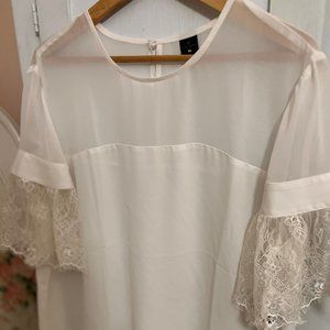Exquisite White Chiffon Blouse by Worthington